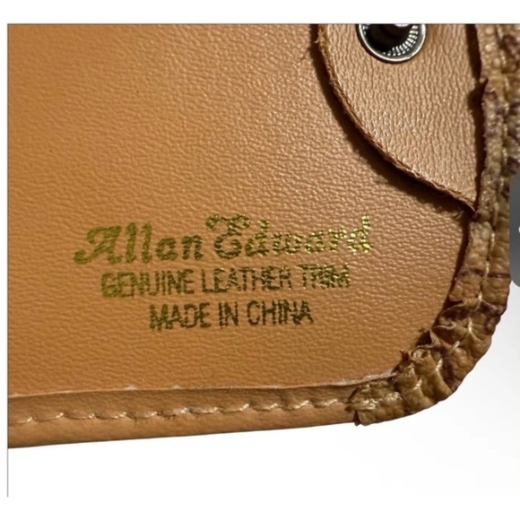 AE Allan Edward Map Print Geo Bifold Compact Wallet Leather Trim Tan - Picture 12 of 13